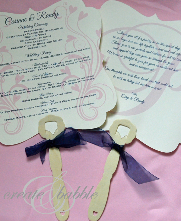 diy wedding program fans