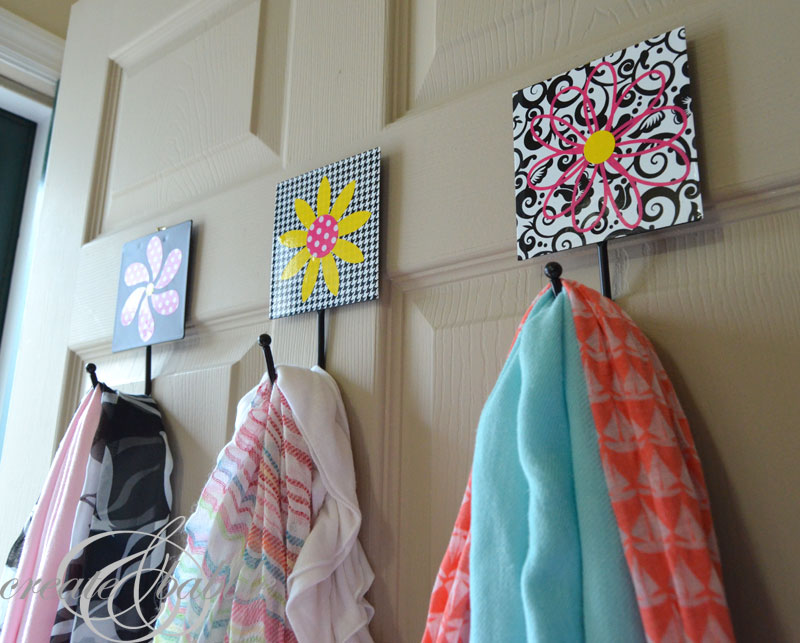 scarf storage solution vinyl decorated hooks_createandbabble