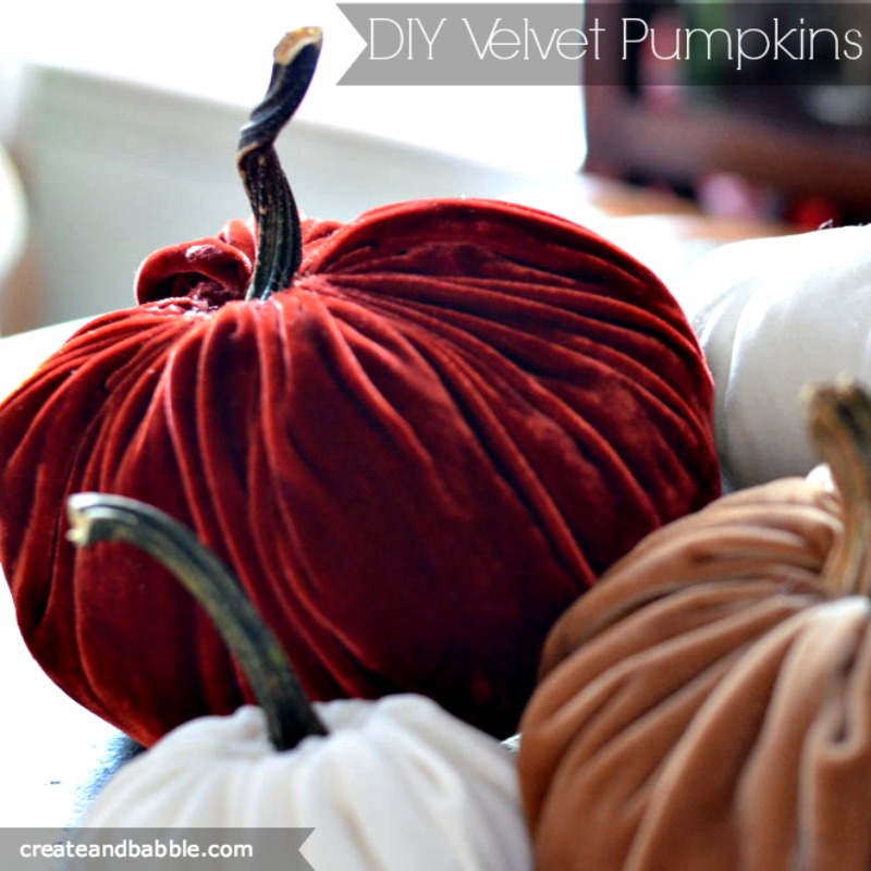 Fabulous Fall Sewing Projects - learn how to make stuffed velvet pumpkins with real stems
