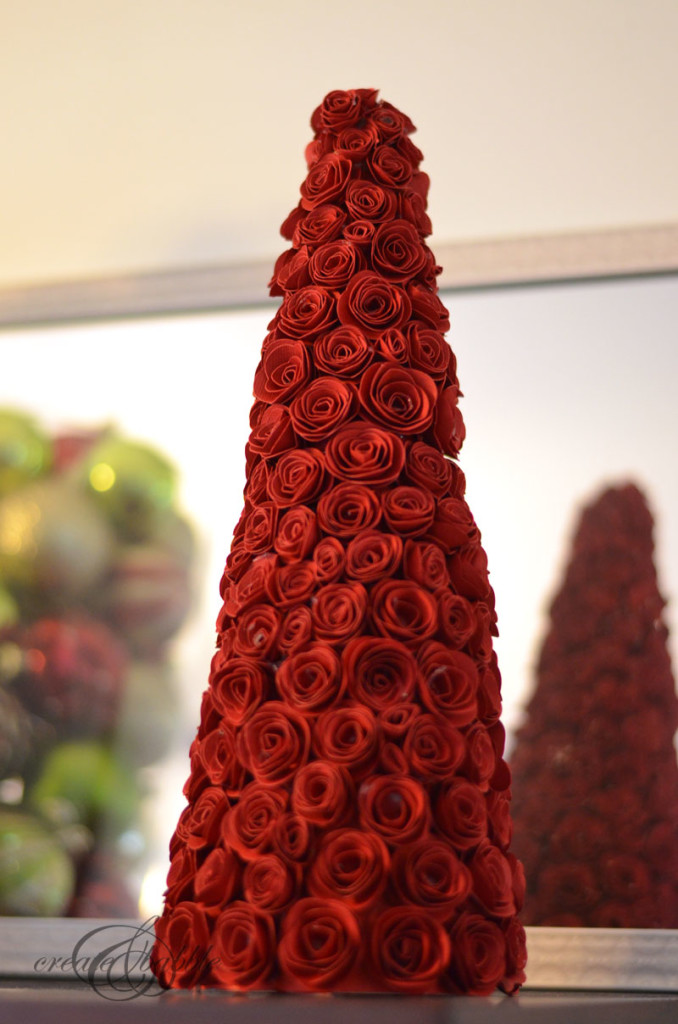 Paper Roses Nativity Tree DIY Pretty Little Christmas Trees Made with Card Stock