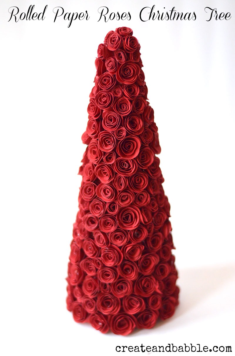 rolled paper rose christmas tree by createandbabble