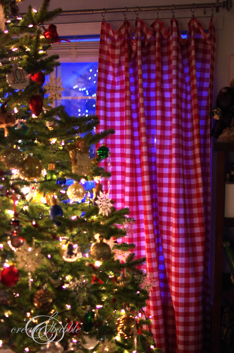 Use Tablecloths for Holiday Curtains & Pillows