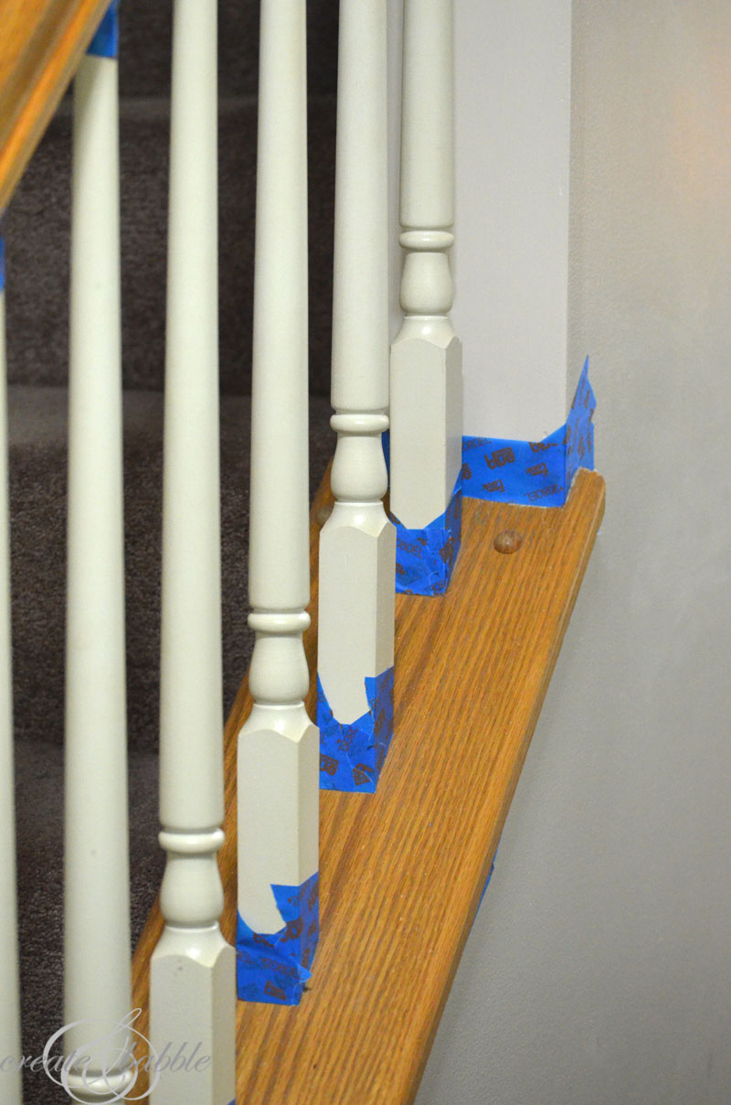 update a bannister with paint and stain by createandbabble