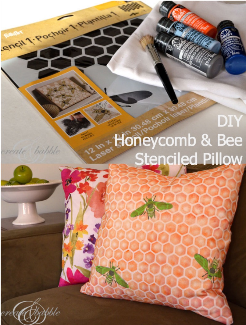 diy-honeycomb-bee-stenciled-pillow-by-createandbabble.com