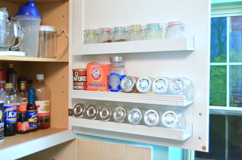 DIY Inside kitchen cabinet door shelf