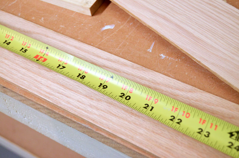 Measuring wood for making inside cabinet door shelf