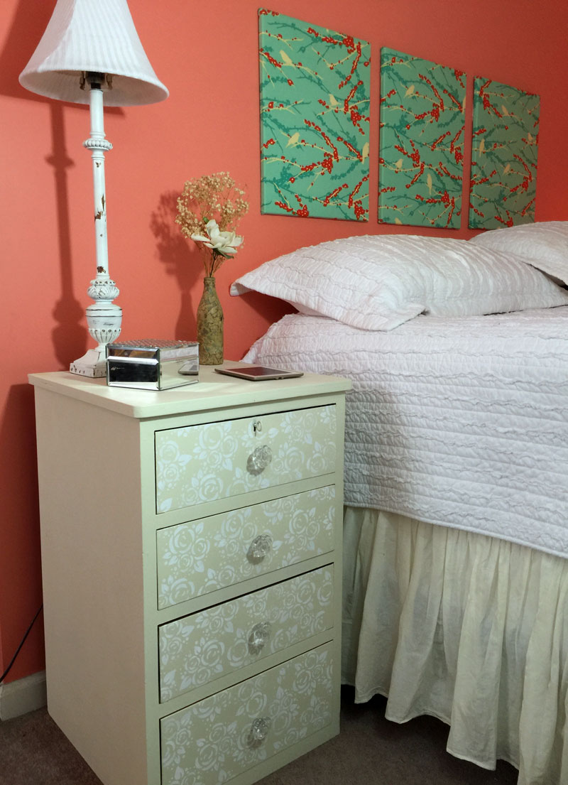 Rose stenciled nightstand