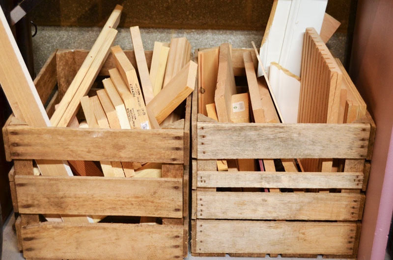 Wood scraps to build shelves for the inside of cabinet doors