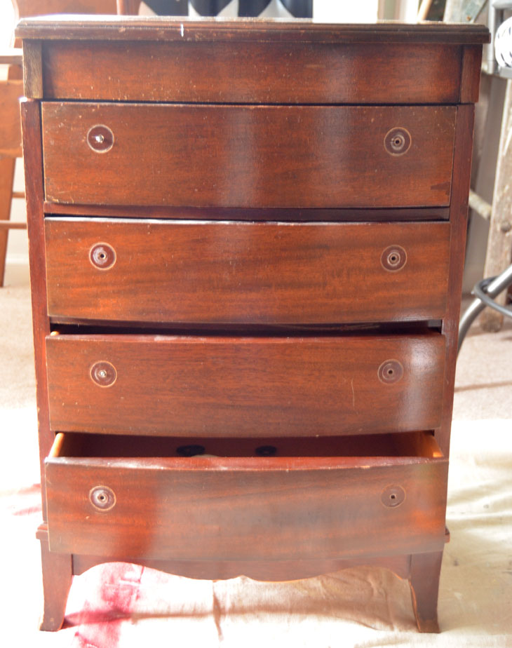 Chest of drawers before painting red