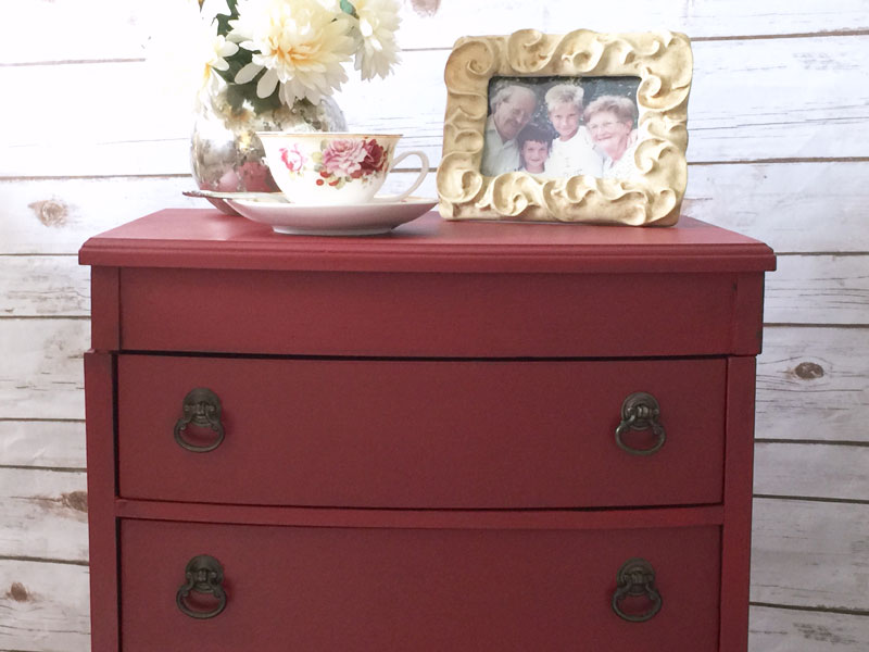 Red painted chest of drawers