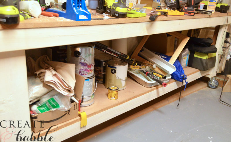 Paint Storage Shelf Made With 2x4s - Create and Babble