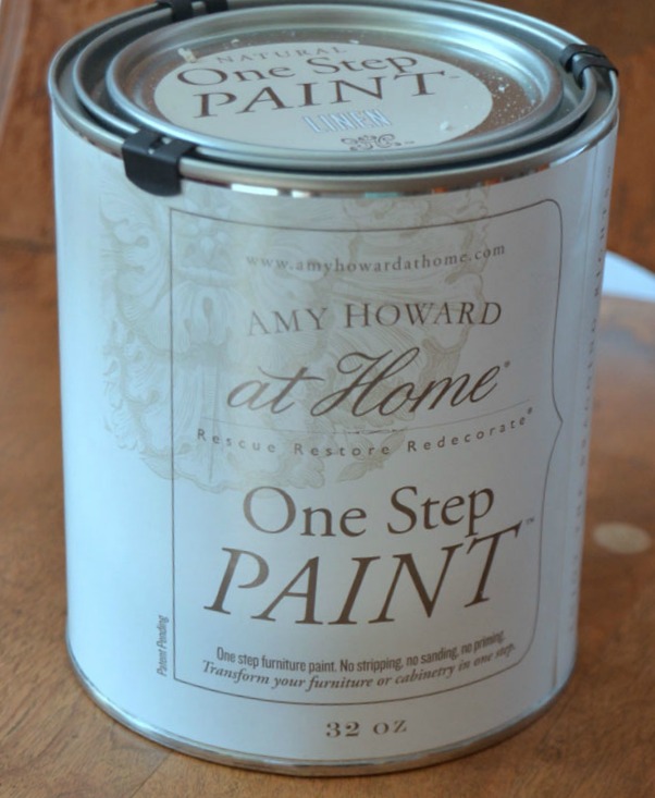 I used Amy Howard at Home One Step Paint in Linen as the base color of the restored high chair.