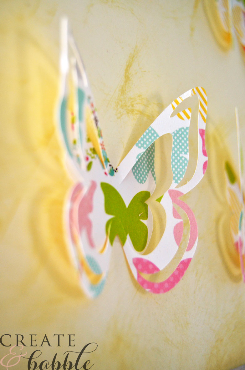 3D Butterfly shapes cut from card stock