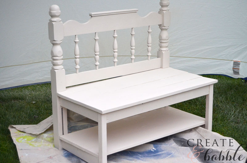 diy garden bench made with repurposed headboard