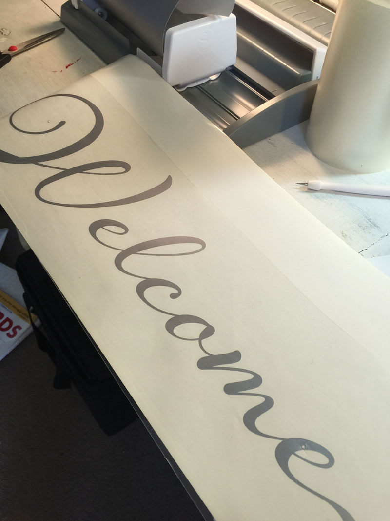 Vinyl Welcome Decal cut with Silhouette Cameo