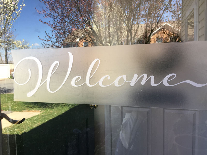 Welcome vinyl decal made with Silhouette® Cameo and Roll Feeder