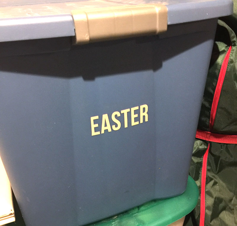 labeled seasonal storage bins are a great way to get organized with labels