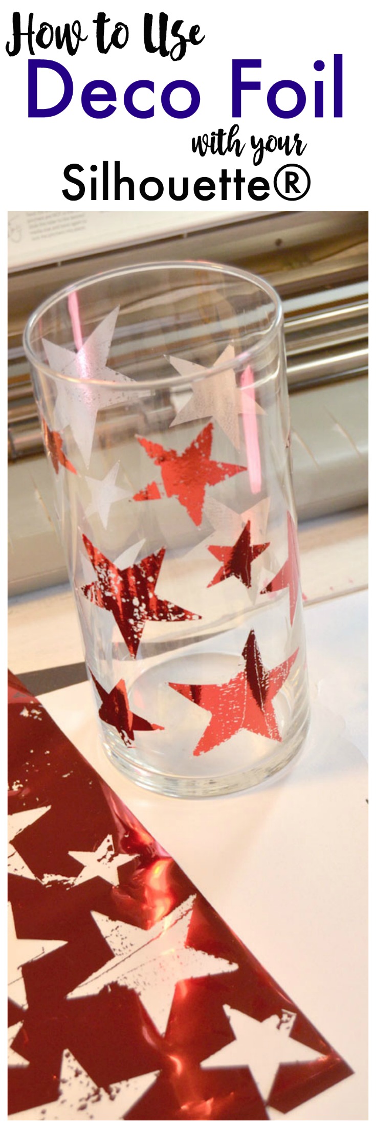 See this tutorial on how to use Decor Foil with a Silhouette® and make this pretty, distressed-star candle holder