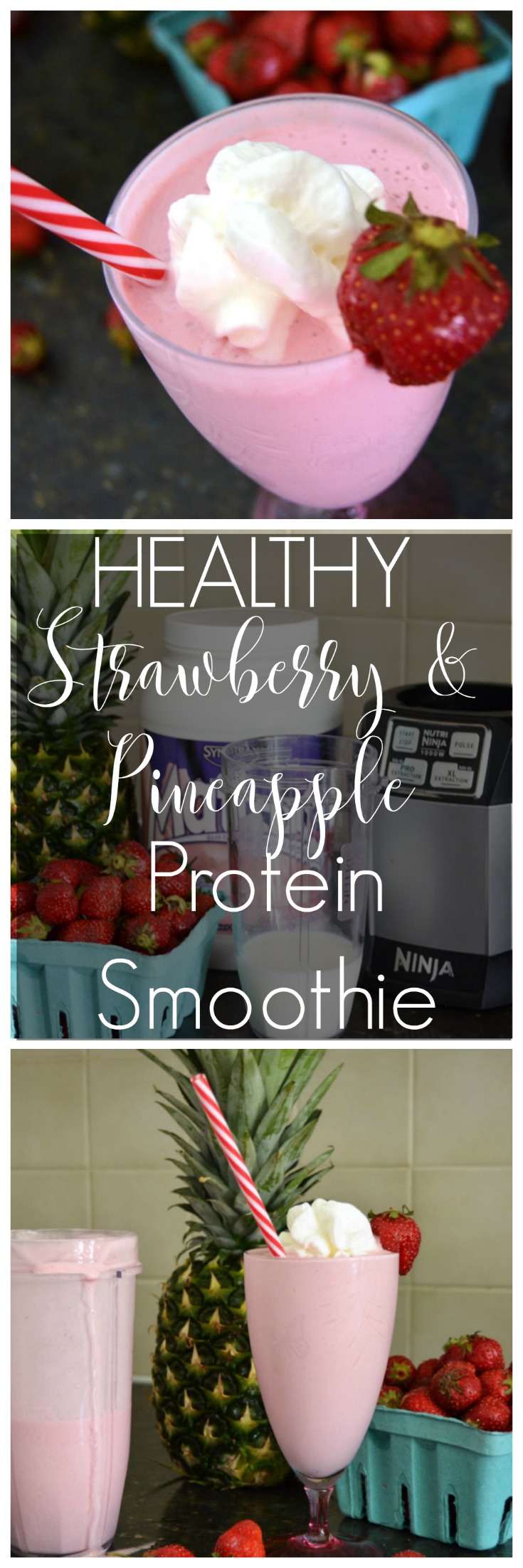 Healthy Strawberry & Pineapple Protein Smoothie
