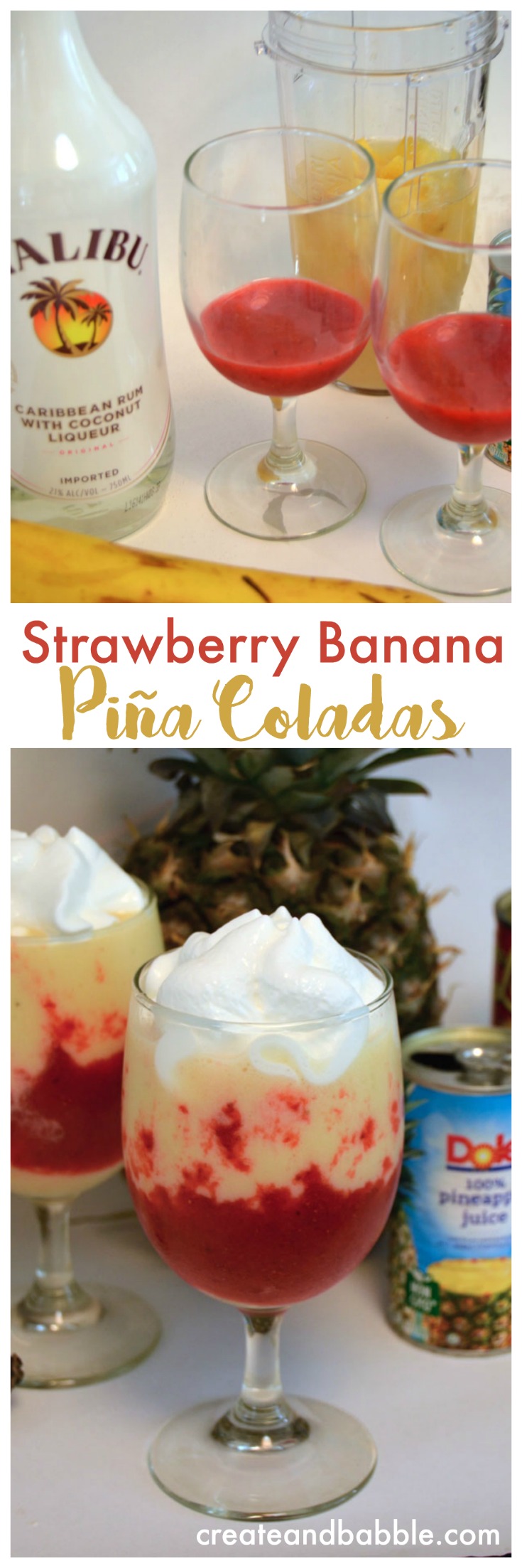 Strawberry Banana Piña Colada Recipe - Create and Babble