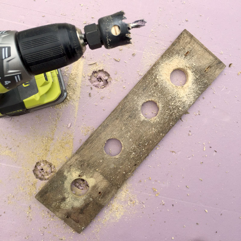 cut out the holes with a drill with hole saw bit attached