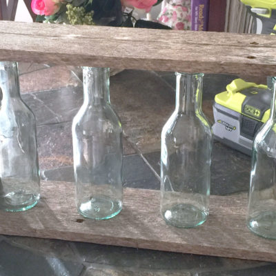 dry fit pieces of wood together for diy vintage laboratory flower vase display rack