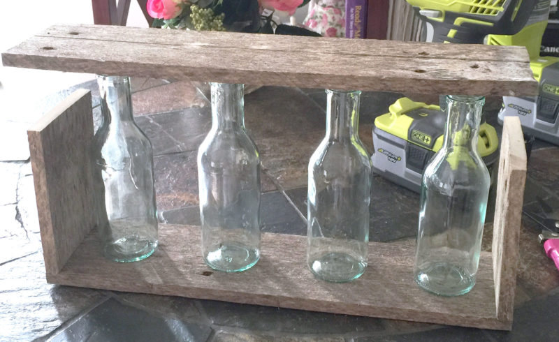 dry fit pieces of wood together for diy vintage laboratory flower vase display rack