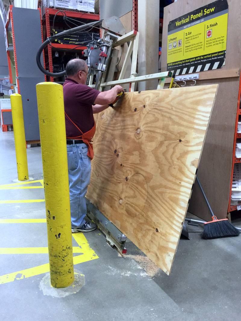 let the home depot cut the wood for making cornhole boards