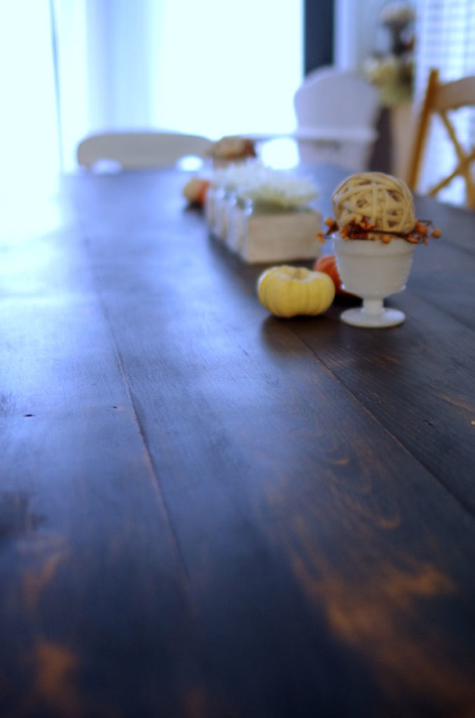 Dark finish on farmhouse table