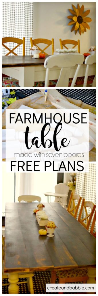 Farmhouse Table made with seven boards free plans