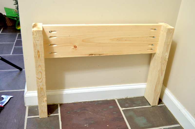 building the base of the DIY Entryway Bench