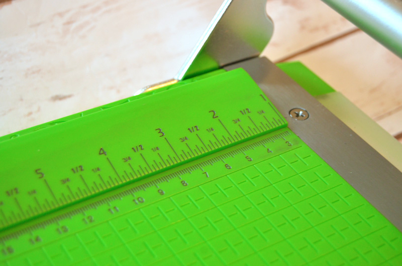 Close up image of easy-to-read ruler guide on CutterPillar paper trimmer