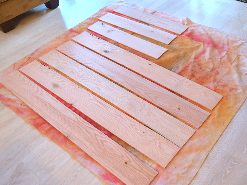 Amy Howard at Home Pallet Wood prepared to paint for DIY Entryway Bench