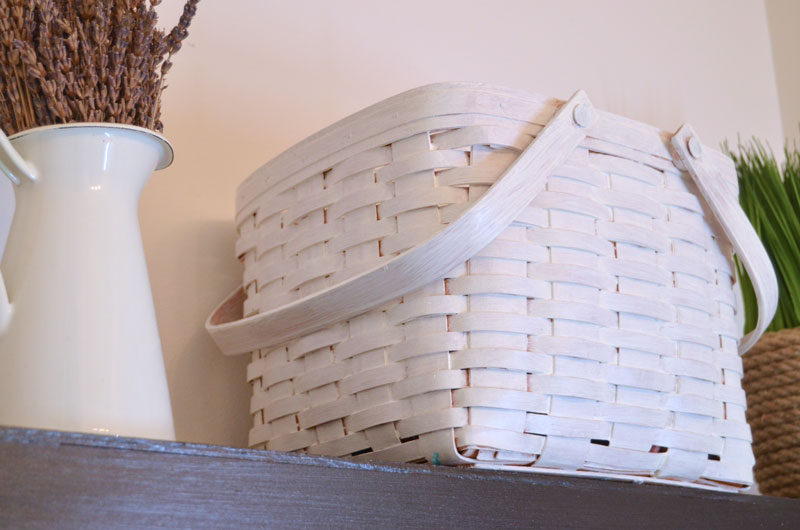 White stained Longaberger Baskets with DecoArt Color Stain White