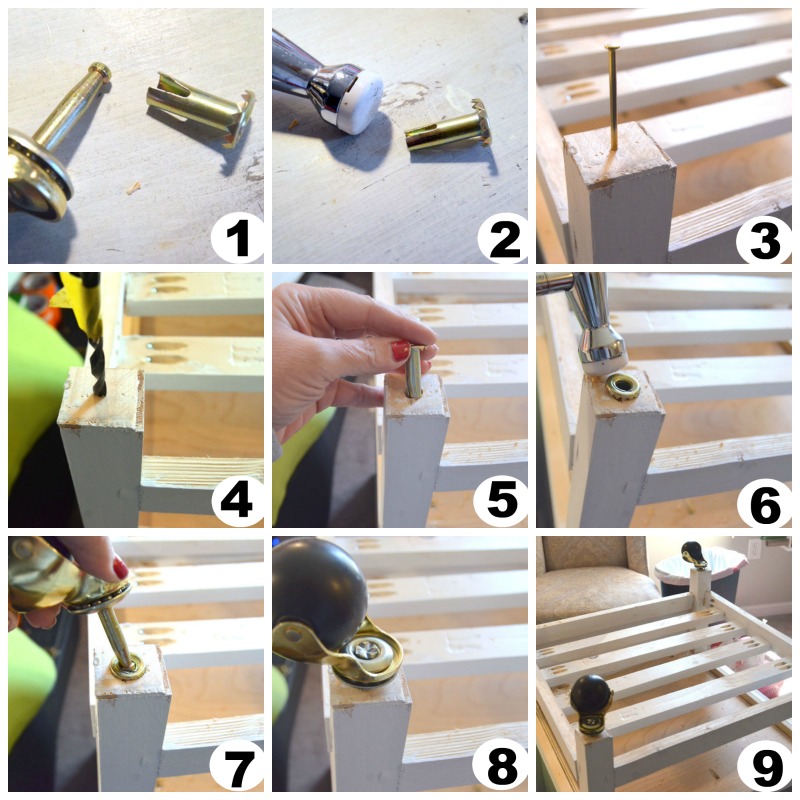 how to install casters on rolling cart