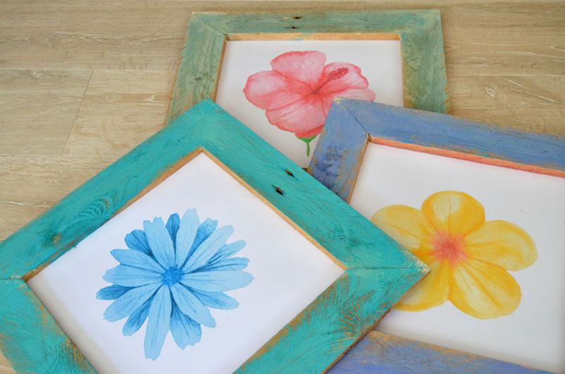 DIY-Pallet-Wood-Framed-Watercolor-Flower-Prints-4