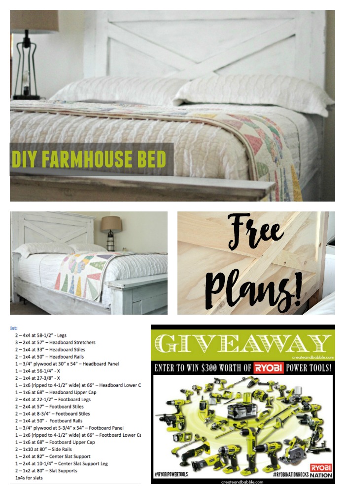 diy farmhouse bed and ryobi power tool giveaway