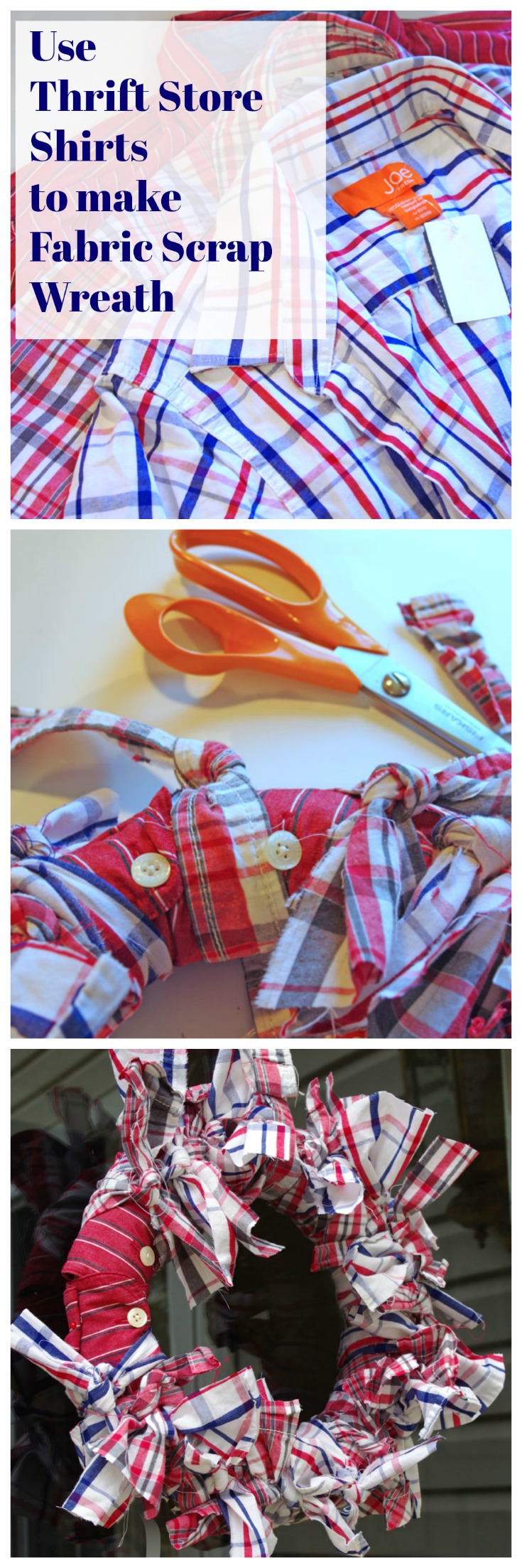 Americana fabric scrap wreath