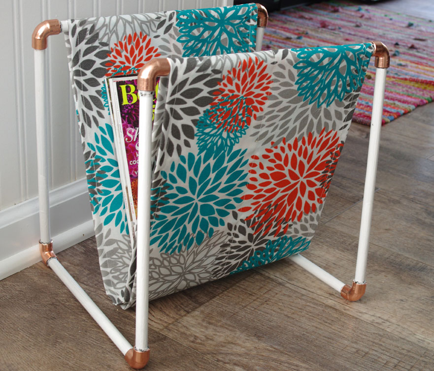 DIY Copper and Wood Magazine Rack