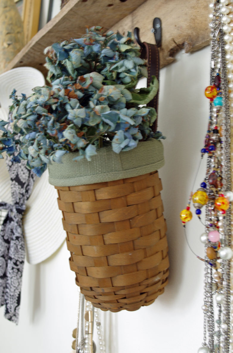 Fill baskets with dried hydrangea blooms