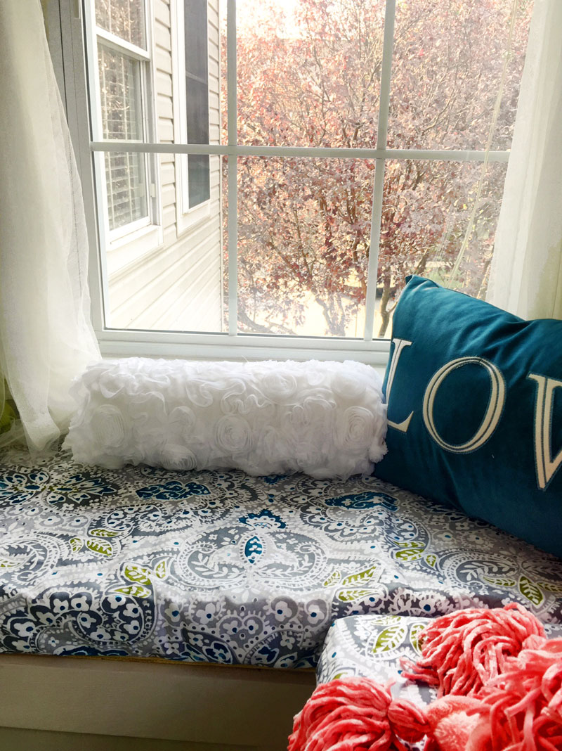 DIY L-shaped window seat with storage