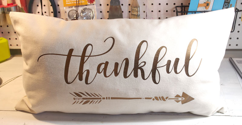 Thanksgiving side of dual holiday reversible pillow