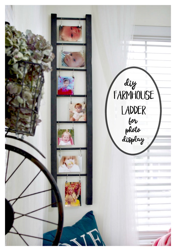 DIY FARMHOUSE LADDER FOR PHOTO DISPLAY