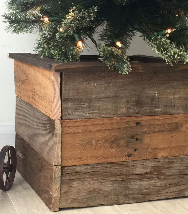 Wood Box For Christmas Tree Decor And Storage