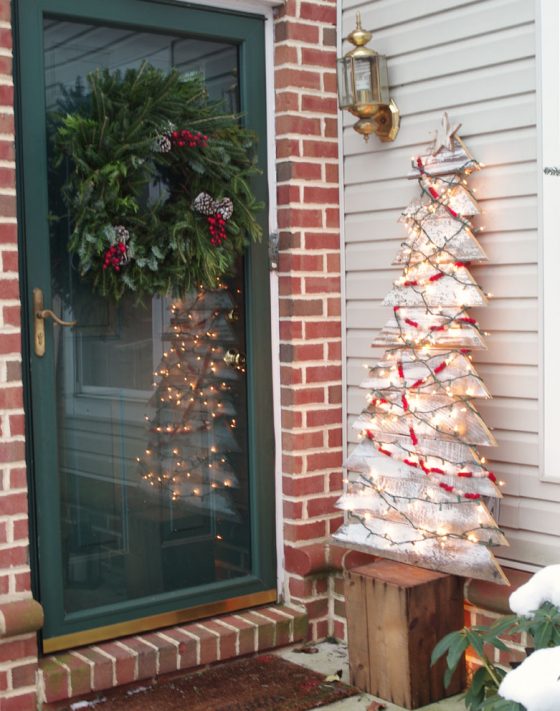 How to Decorate a Small Front Stoop for Christmas - Create and Babble