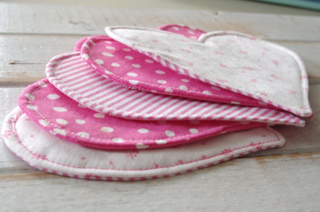heart shaped fabric coasters by create and babble