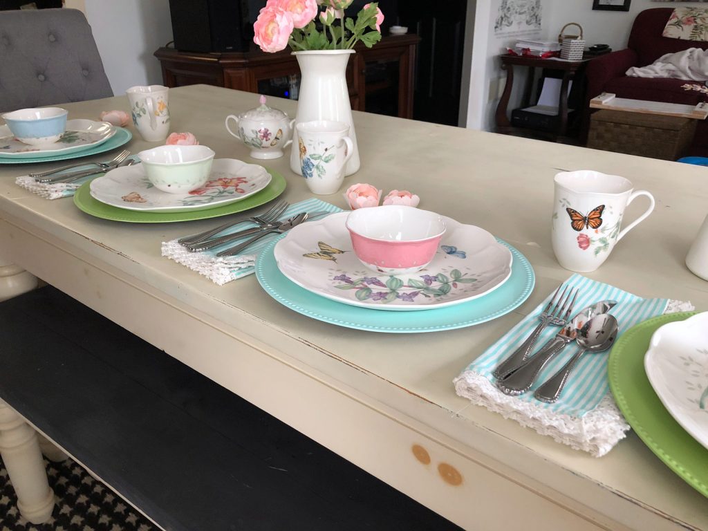 DIY Painted Sparrow Chargers for a Spring Table