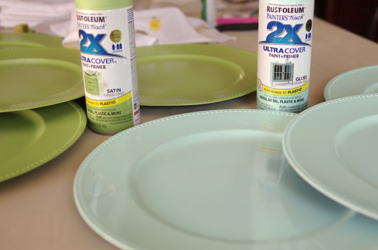 How to Paint Plastic Dollar Store Chargers Create and Babble