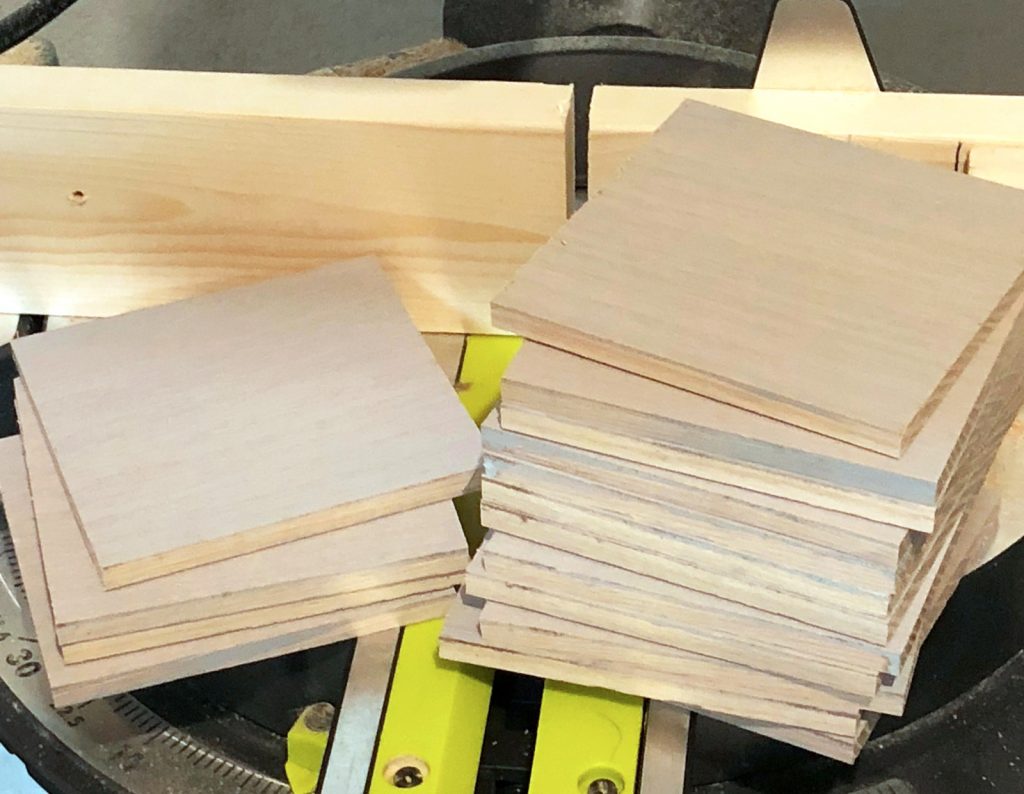 Cut wood to make a wooden quilt square