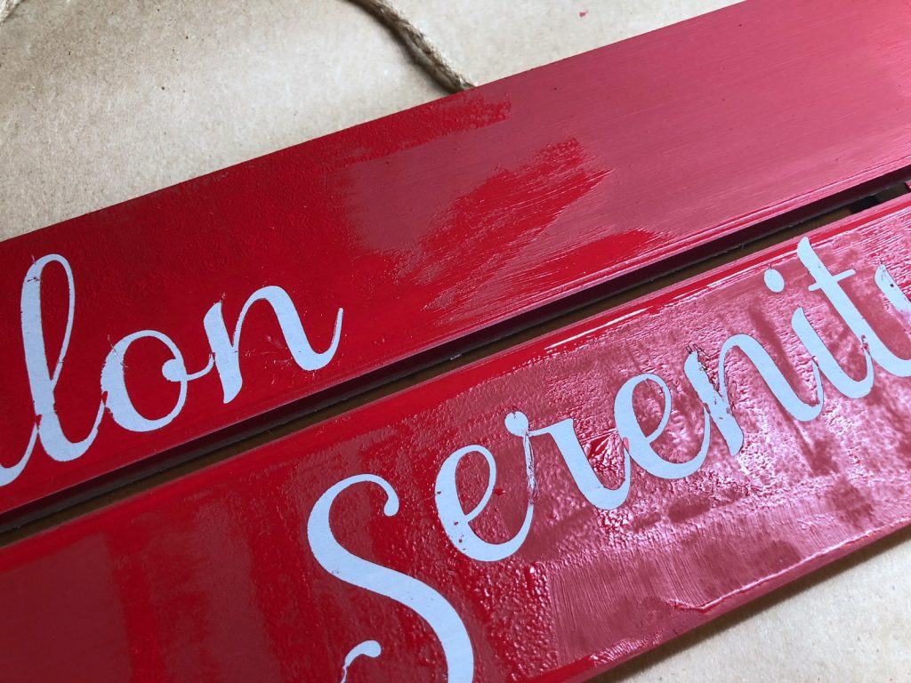 peel off the vinyl letters while the paint is still wet